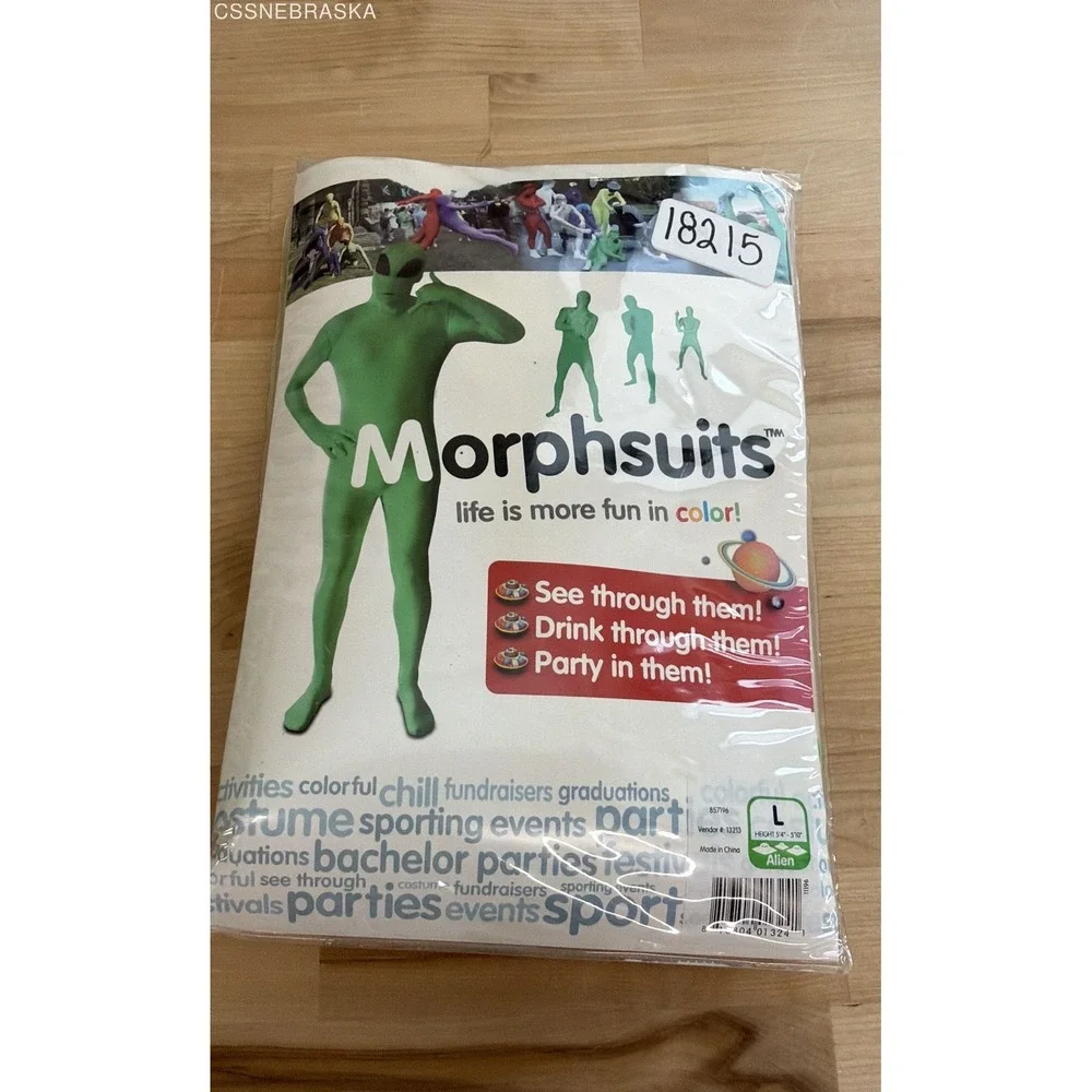 Morphsuits Unisex Green Alien Full Body Spandex‎ Costume Suit Sz L